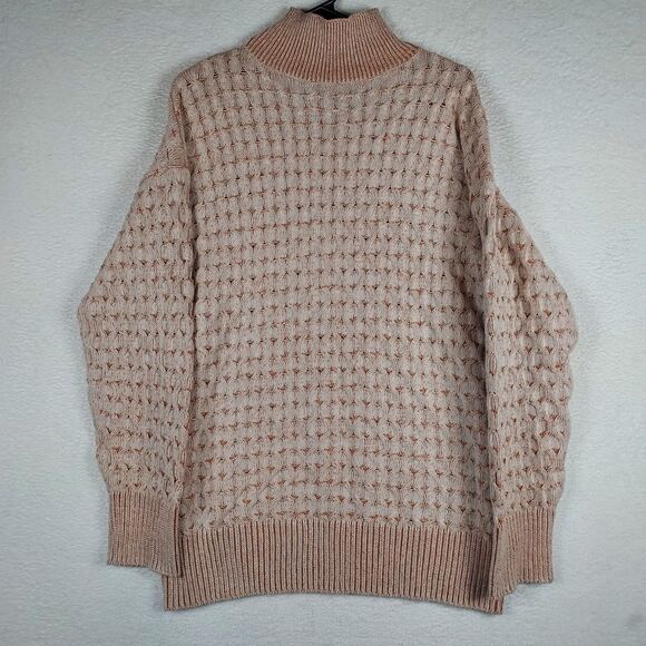 Knox Rose Women's Turtleneck Sweater Size Small Long Sleeve Woven Cream - Picture 1 of 10